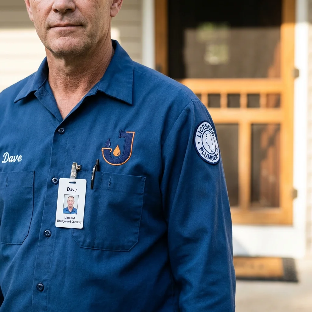 Licensed plumber showing ID badge in Siren, WI