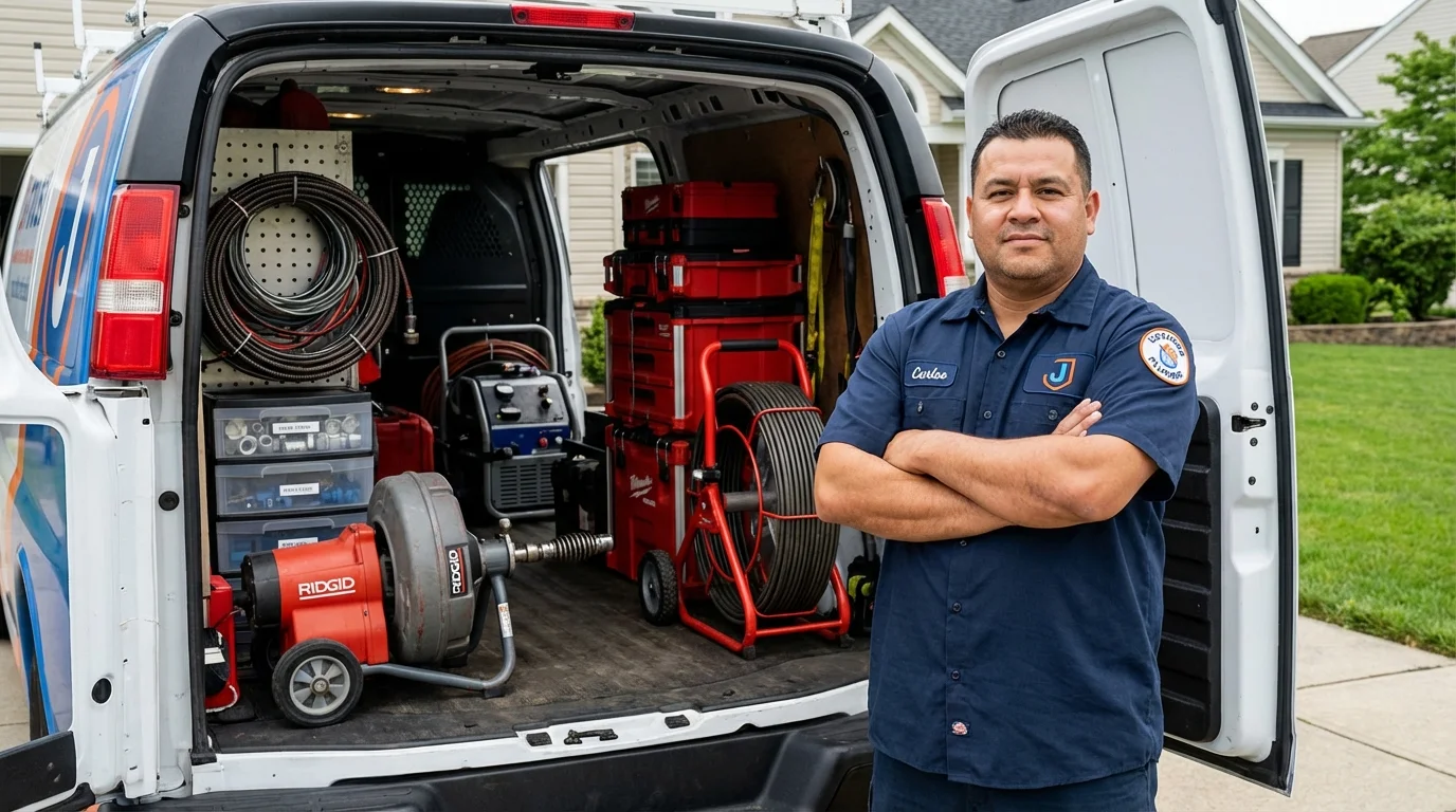 Professional drain cleaning equipment and Johns Plumbing LLC plumber in Siren