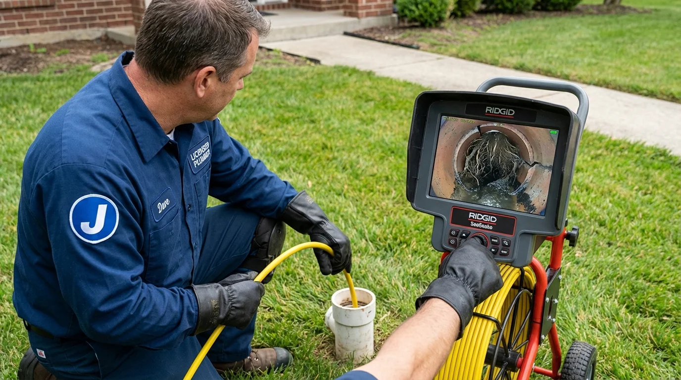 Sewer camera inspection being performed by Johns Plumbing LLC in Siren