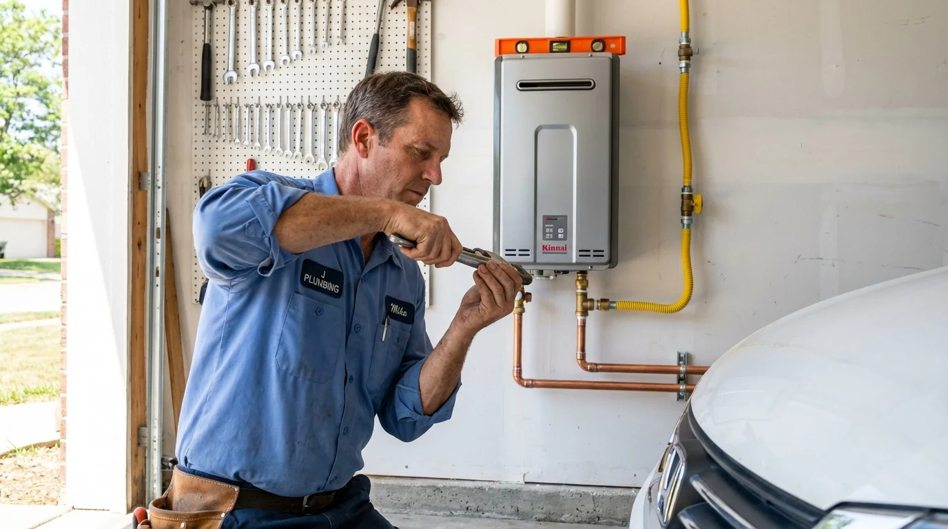 Tankless water heater installation by a Johns Plumbing LLC plumber in Siren
